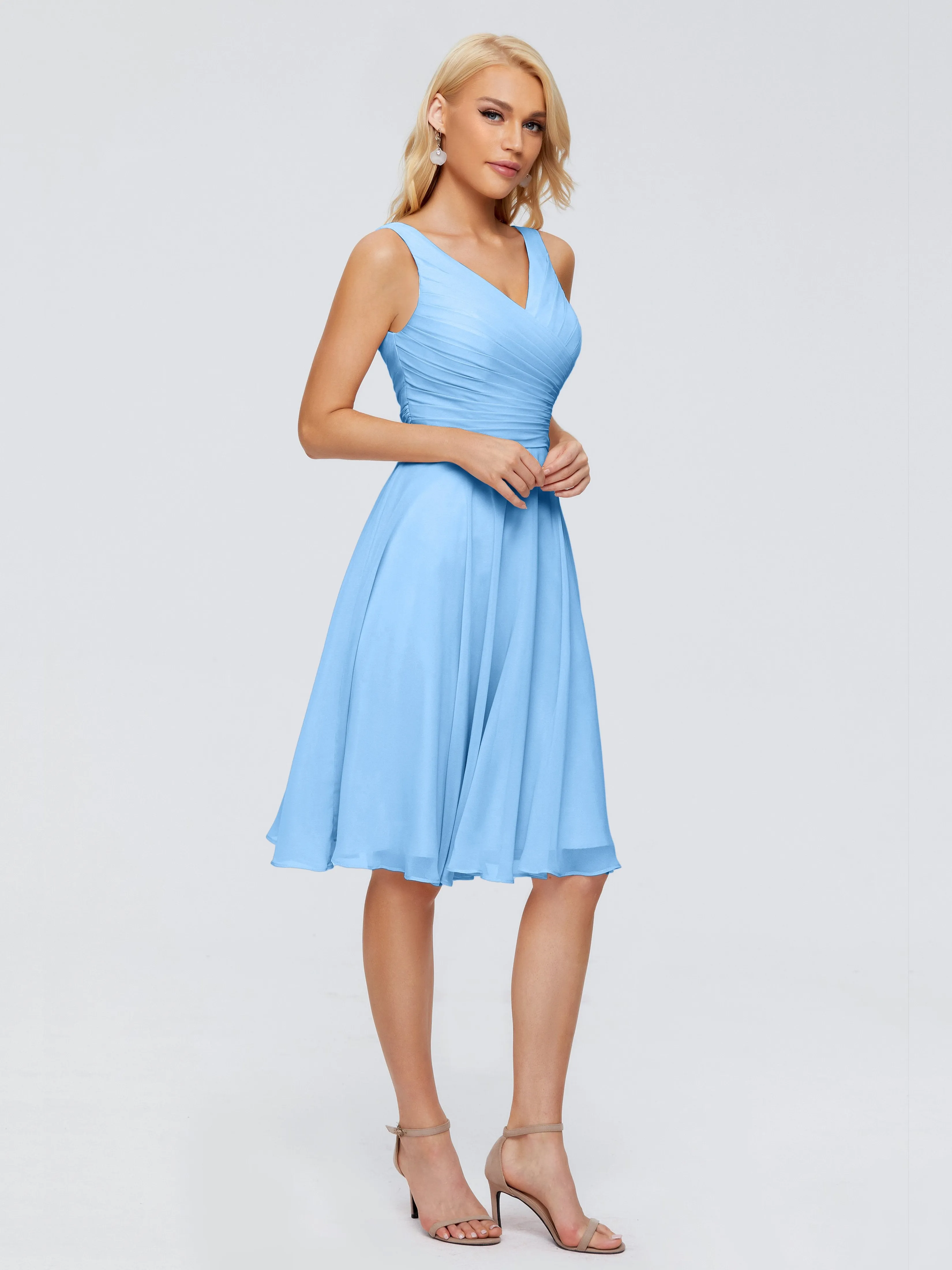 Jocelyn Lovely V-Neck Short Chiffon Bridesmaid Dresses