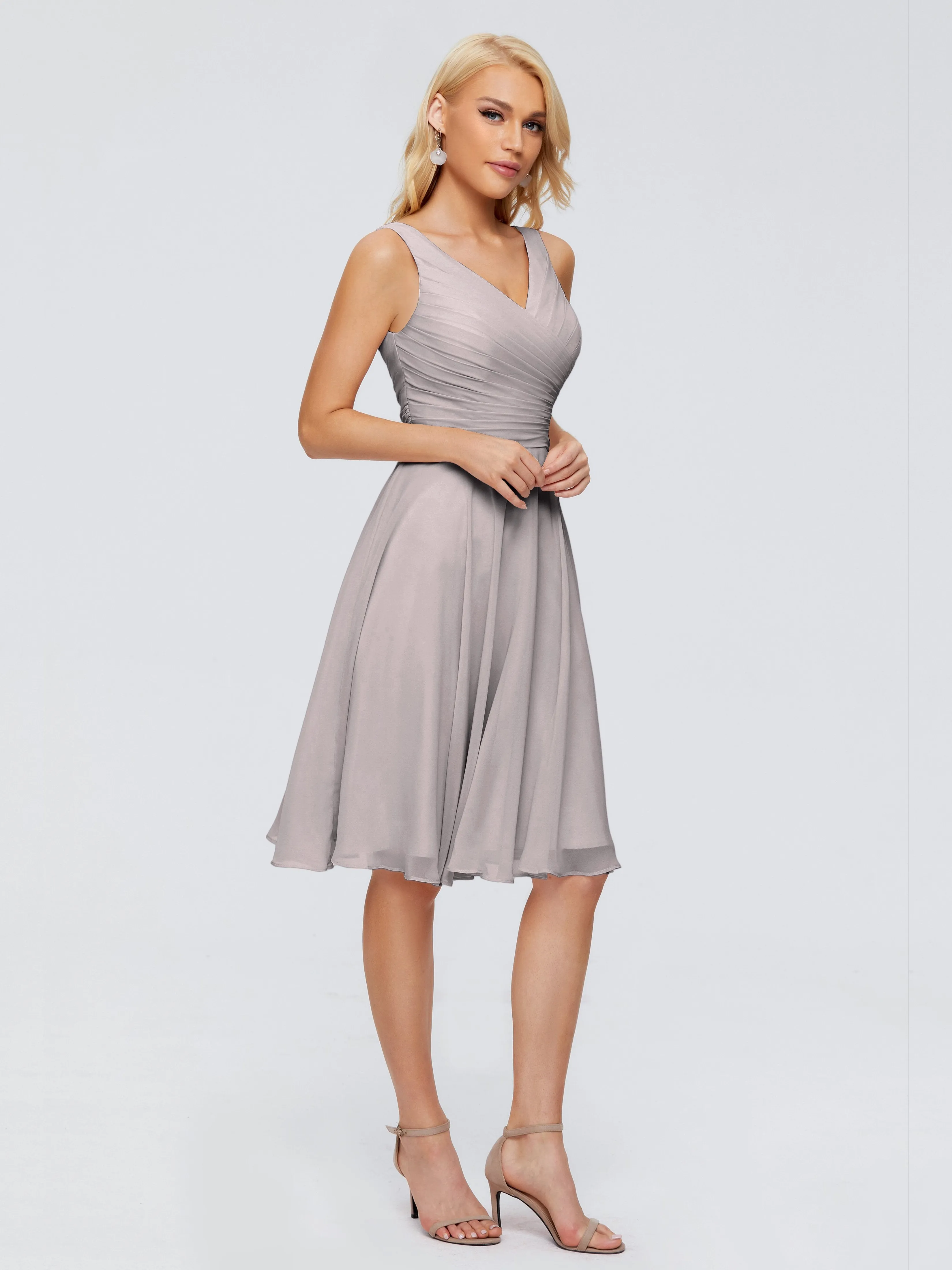 Jocelyn Lovely V-Neck Short Chiffon Bridesmaid Dresses