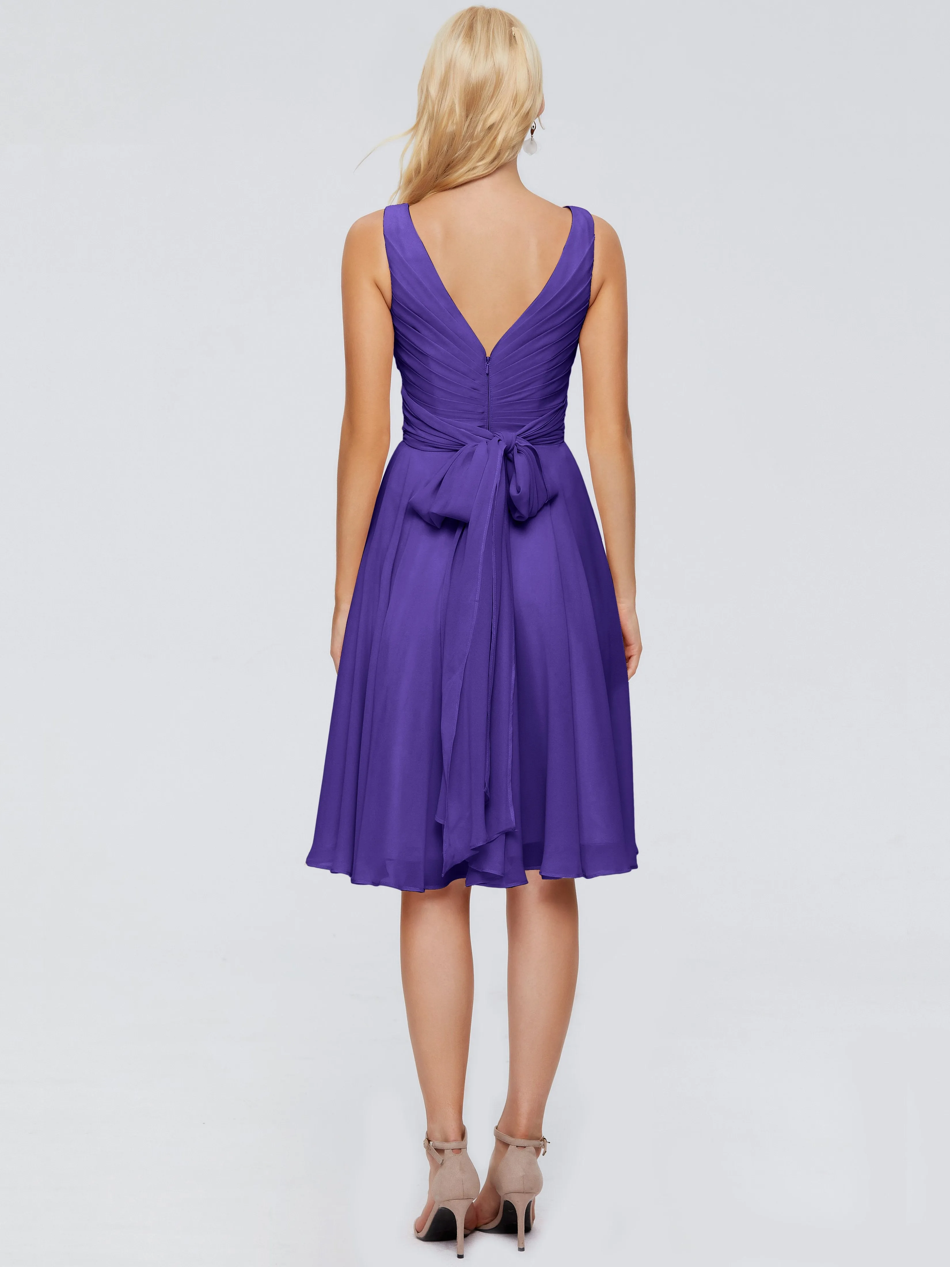 Jocelyn Lovely V-Neck Short Chiffon Bridesmaid Dresses