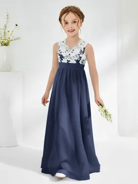 Lace Top Junior Bridesmaid Dresses Dark Navy