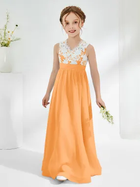 Lace Top Junior Bridesmaid Dresses Orange