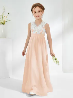 Lace Top Junior Bridesmaid Dresses Pearl Pink