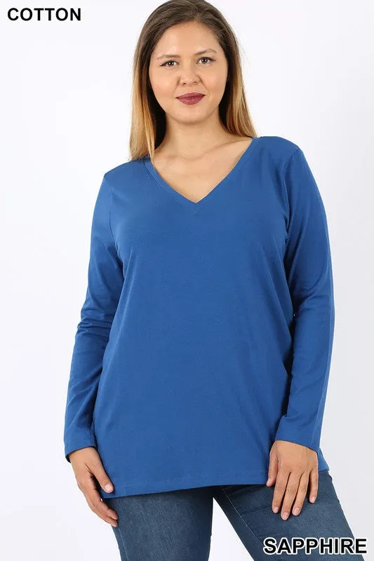 Last Chance Size 3XL | Tri-blend V Neck Solid Longsleeve Tee in ROYAL