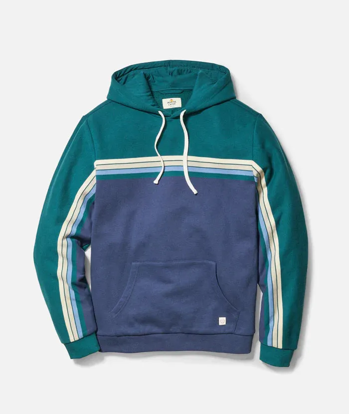 Marine Layer Men's Archive Cloud 9 Fleece Hoodie, Green/Navy Colorblock