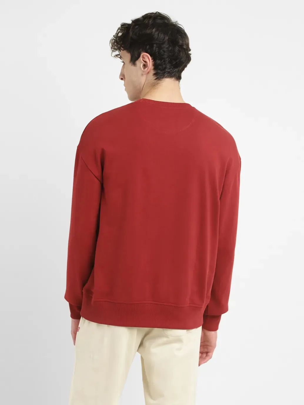 Men's Brand Logo Maroon Crew Neck Sweatshirt