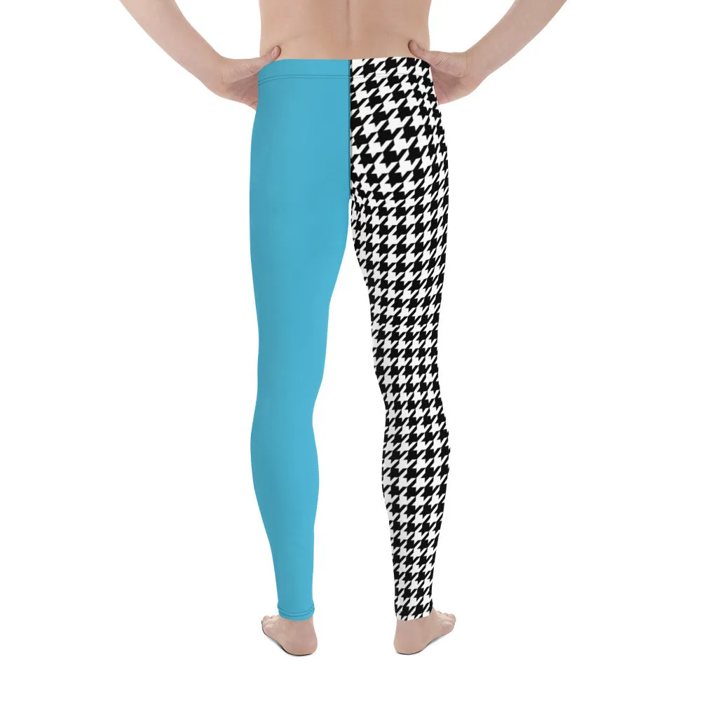 Men's Leggings Teal and Houndstooth