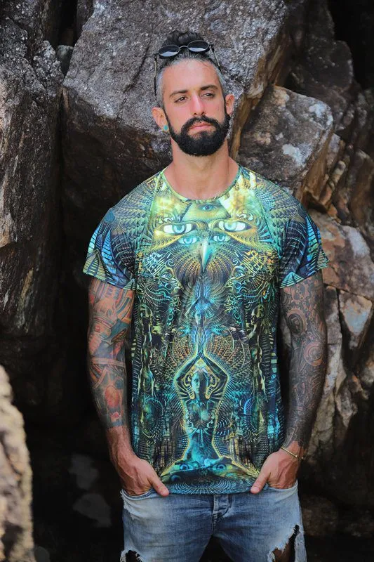 Mens Rave Shirt | Psy Clothing | Sacred Geomery Shirt | Fractal Shirt | Petra (TS)