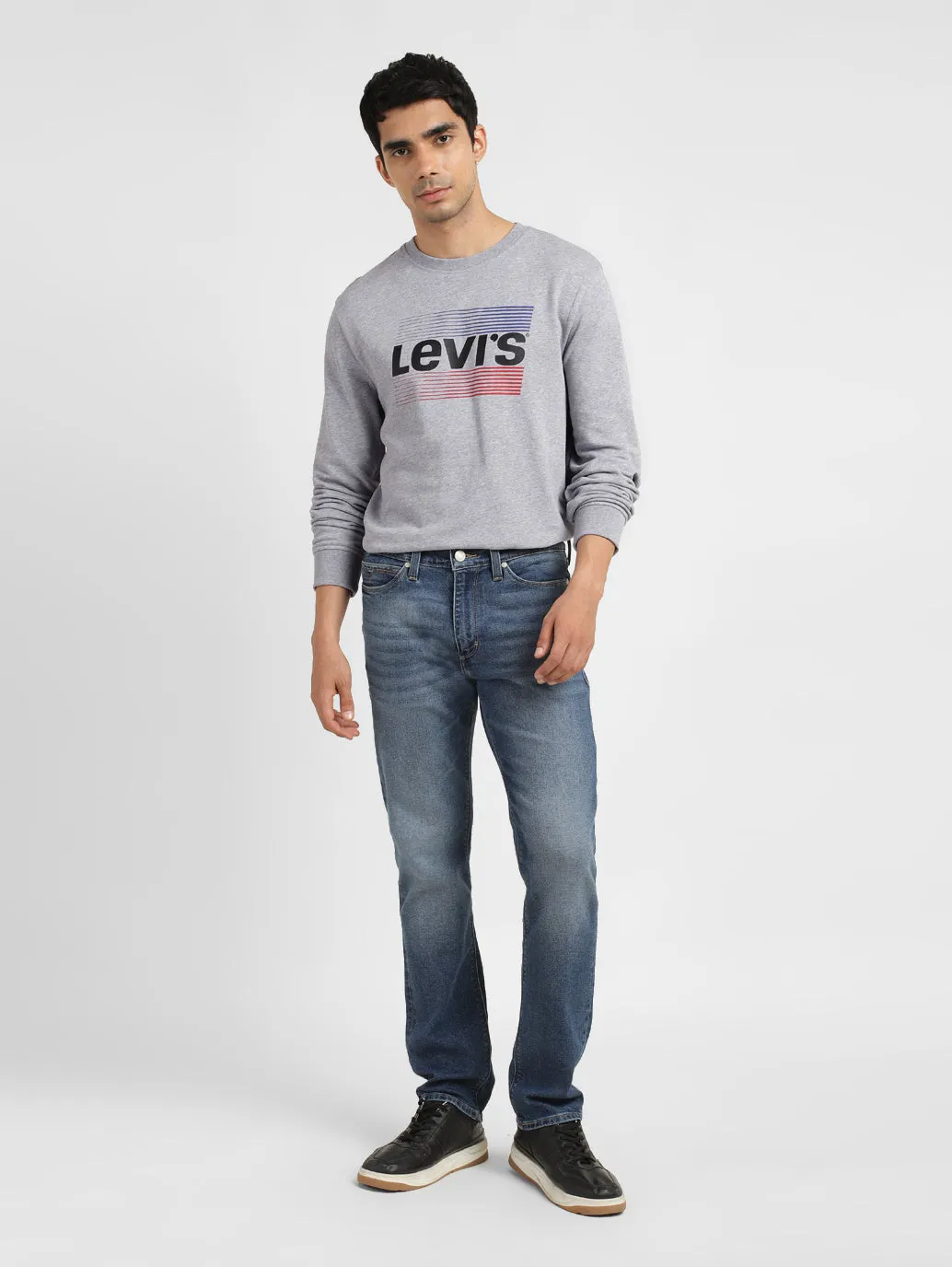 Men's Solid Grey Crew Neck Sweatshirt