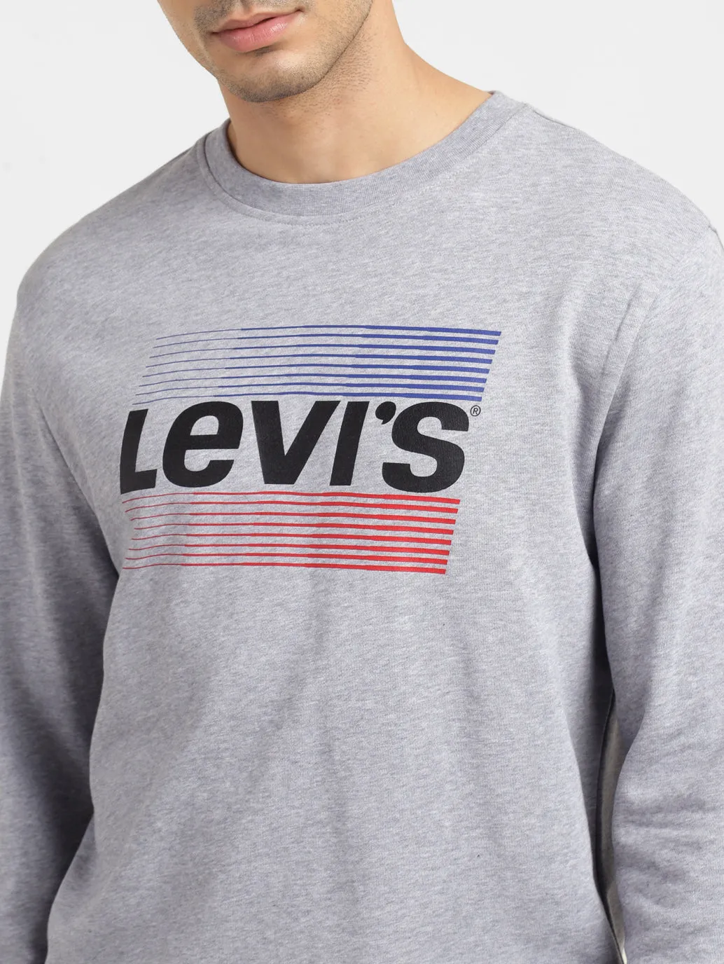 Men's Solid Grey Crew Neck Sweatshirt