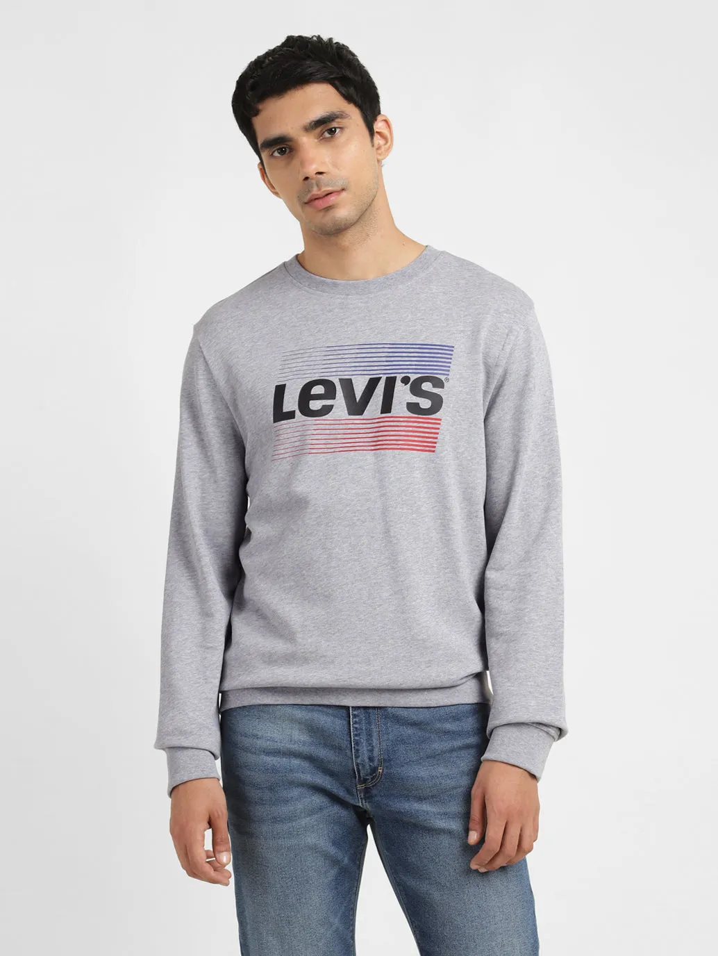 Men's Solid Grey Crew Neck Sweatshirt