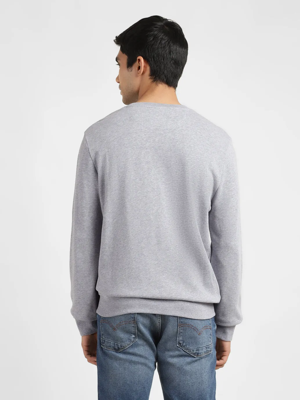 Men's Solid Grey Crew Neck Sweatshirt