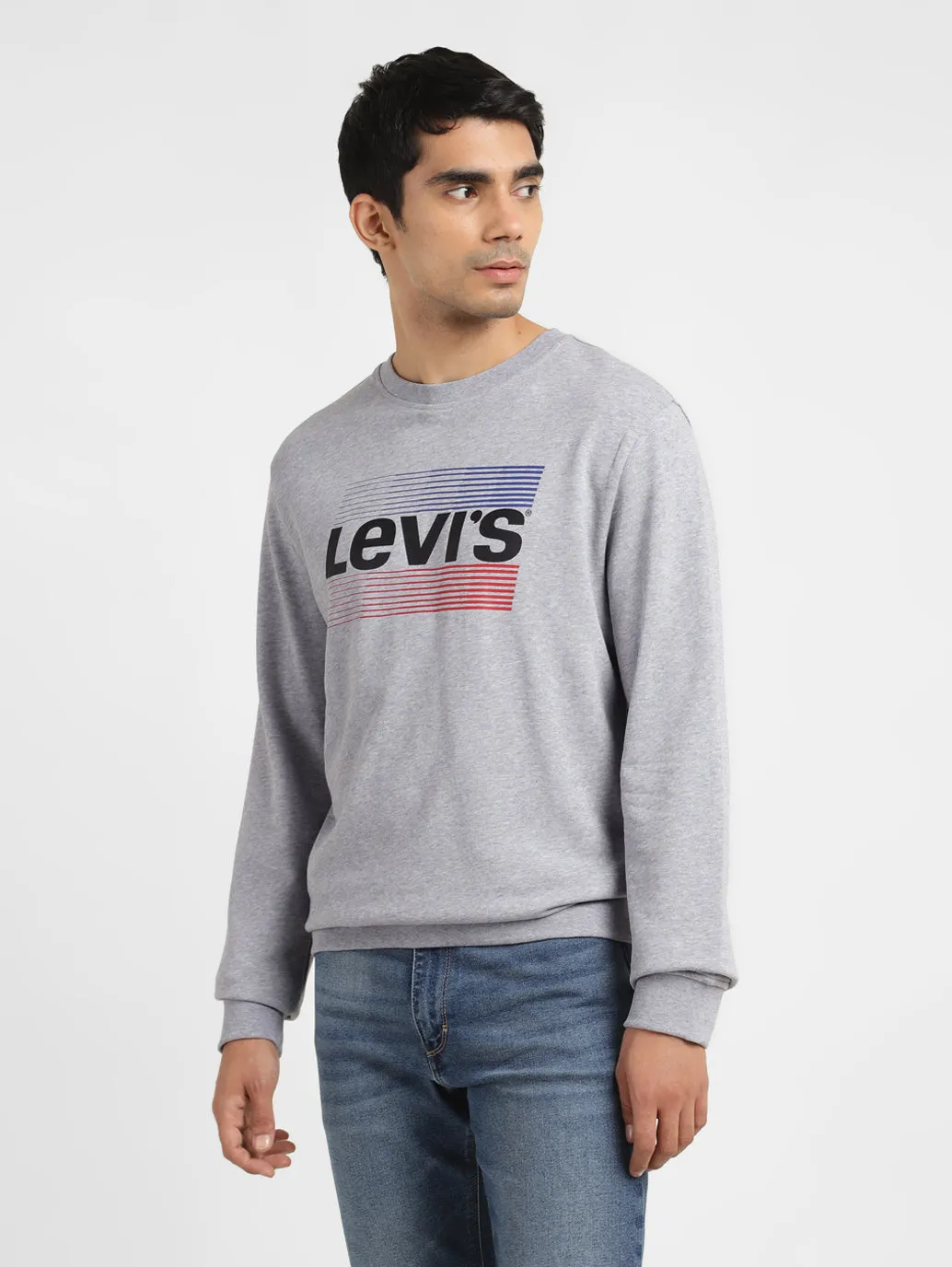 Men's Solid Grey Crew Neck Sweatshirt