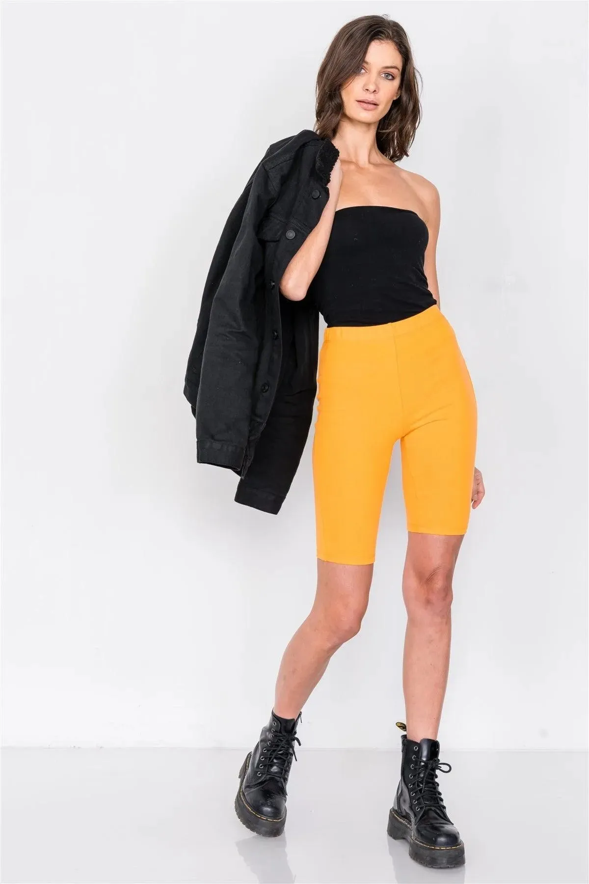 Orange Stretchy Athletic Biker Shorts /3-2-1