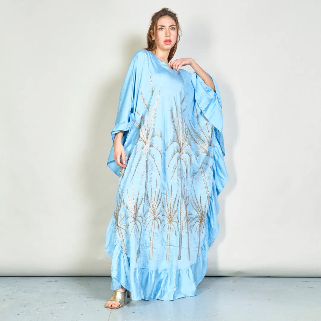 Oversize palm embroidered kaftan dress wholesale