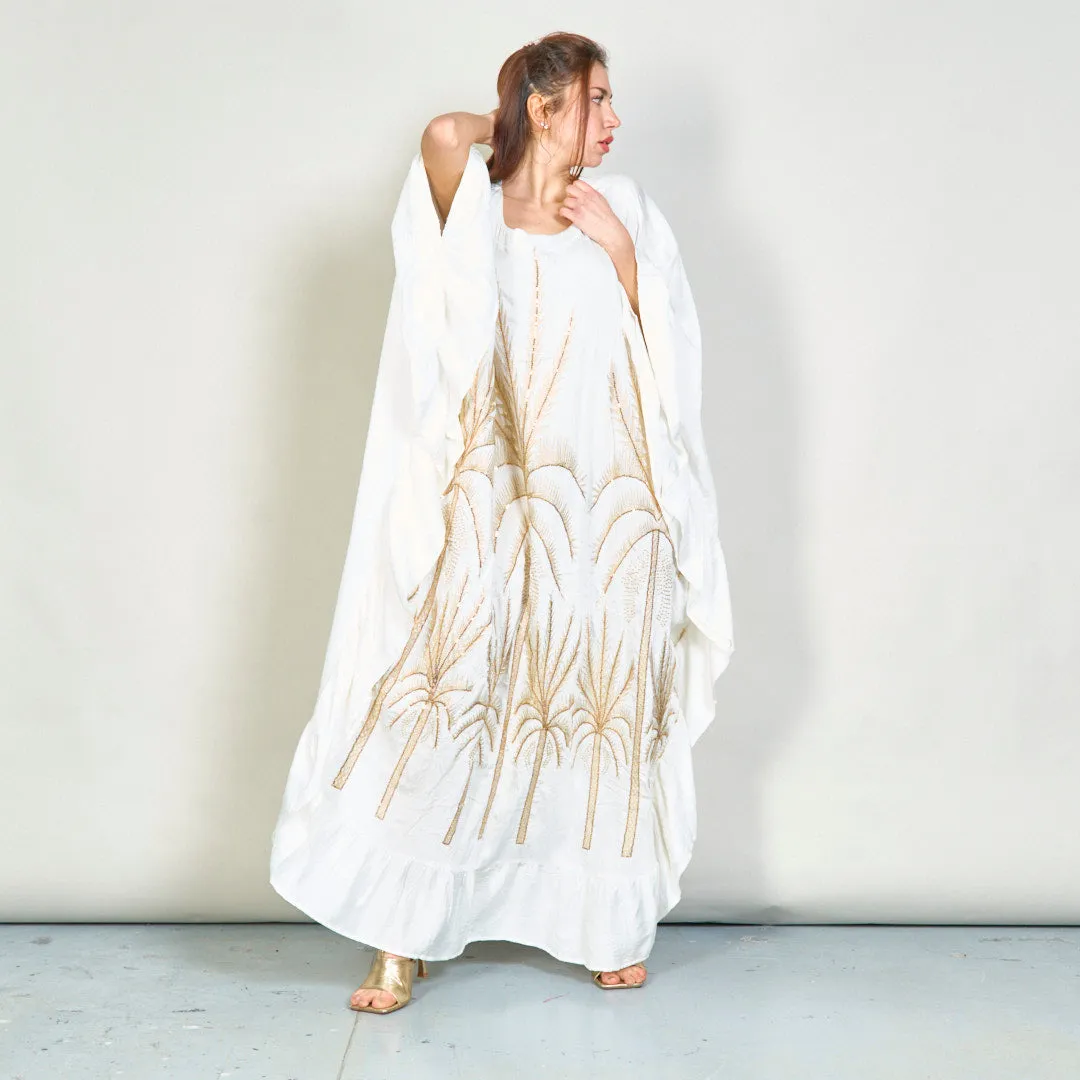 Oversize palm embroidered kaftan dress wholesale