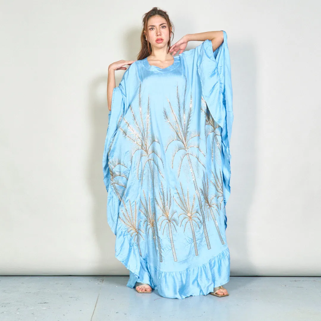 Oversize palm embroidered kaftan dress wholesale