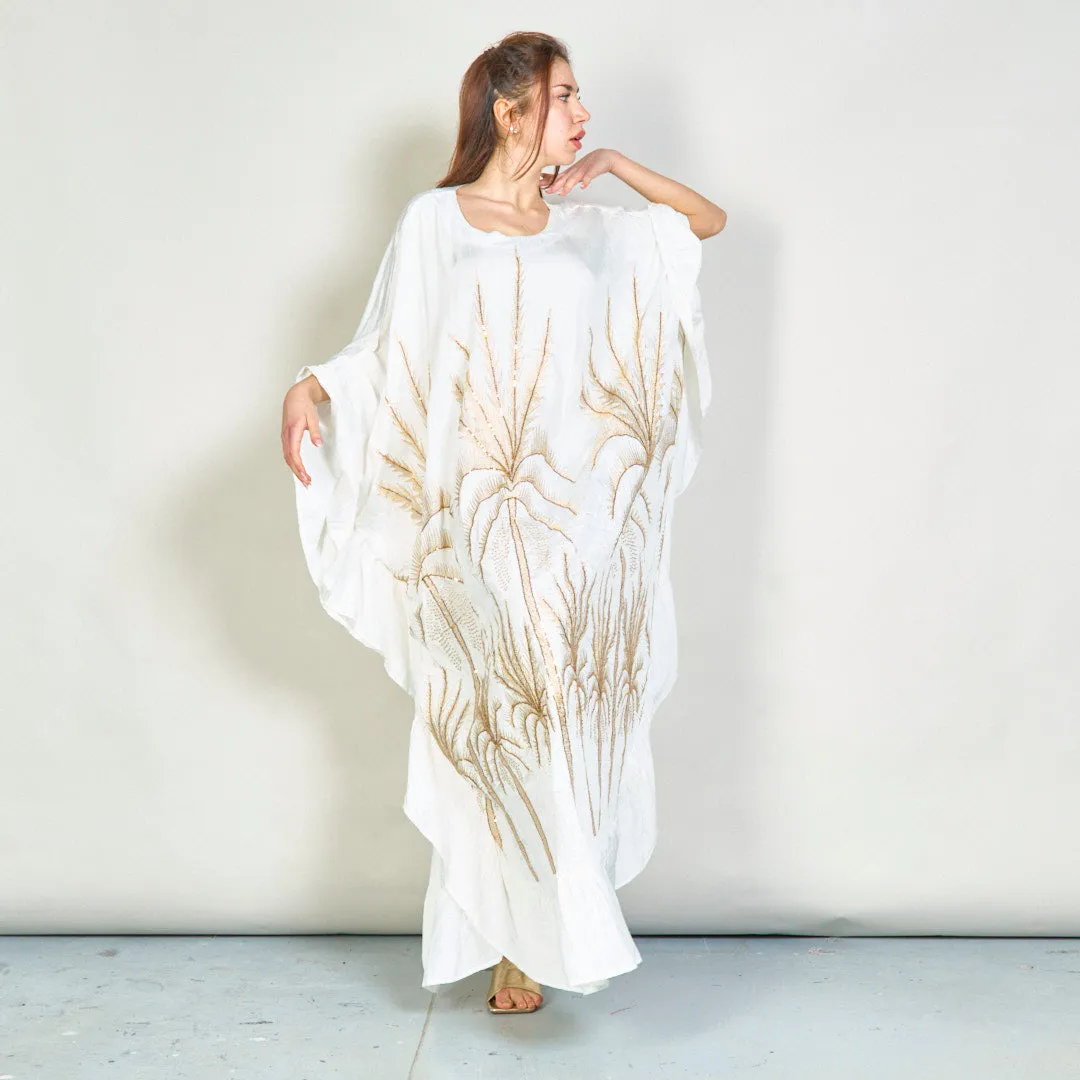 Oversize palm embroidered kaftan dress wholesale