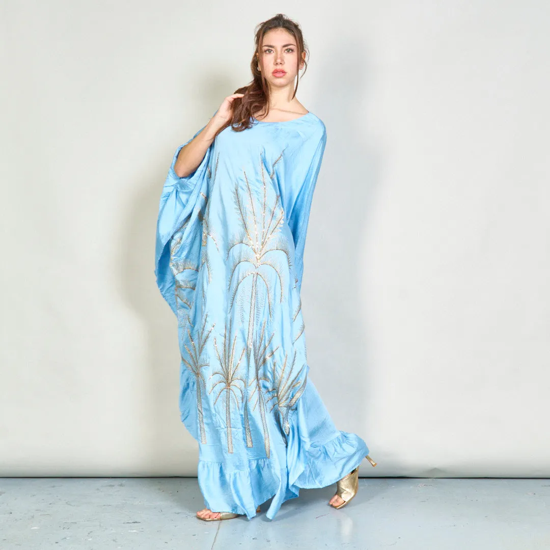 Oversize palm embroidered kaftan dress wholesale