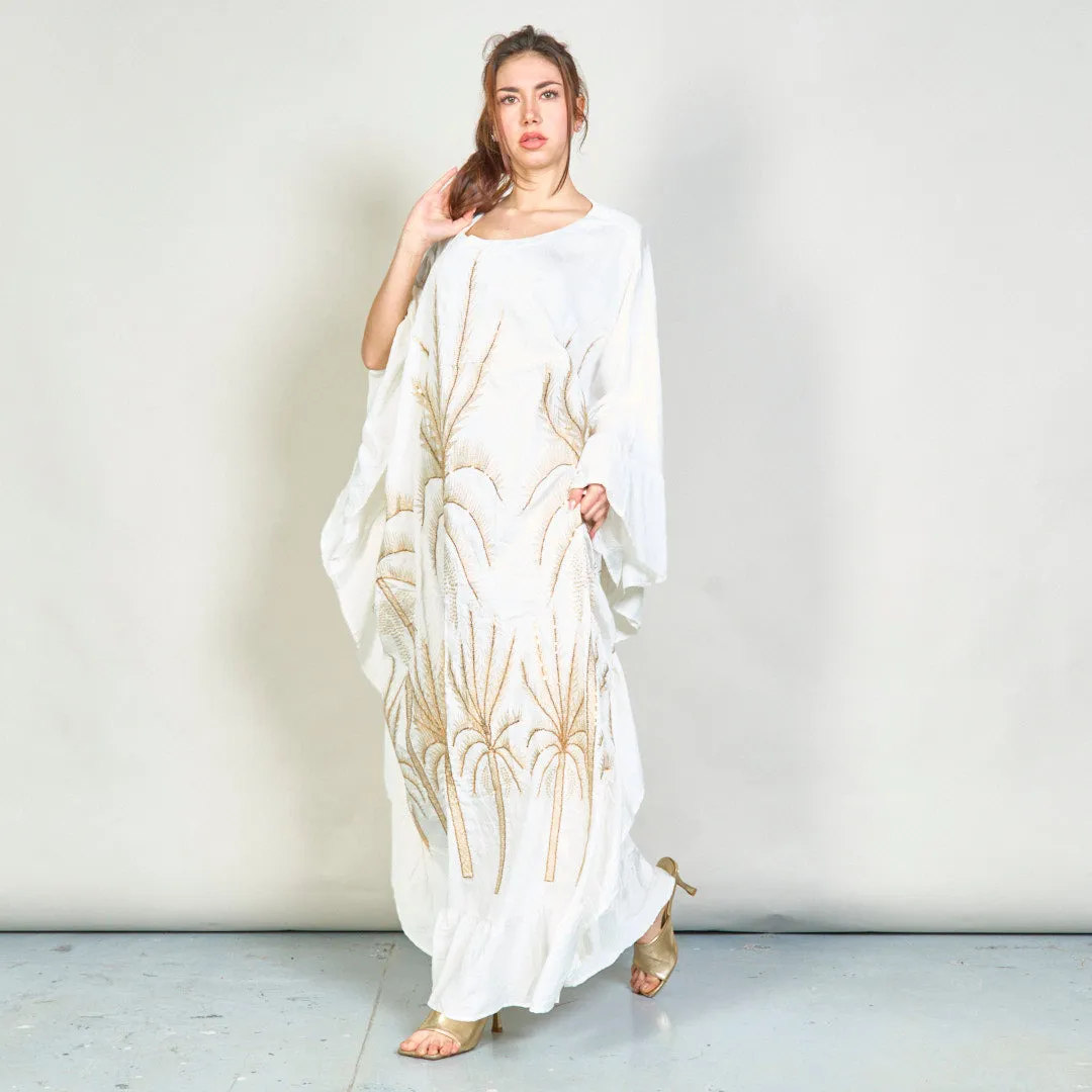 Oversize palm embroidered kaftan dress wholesale