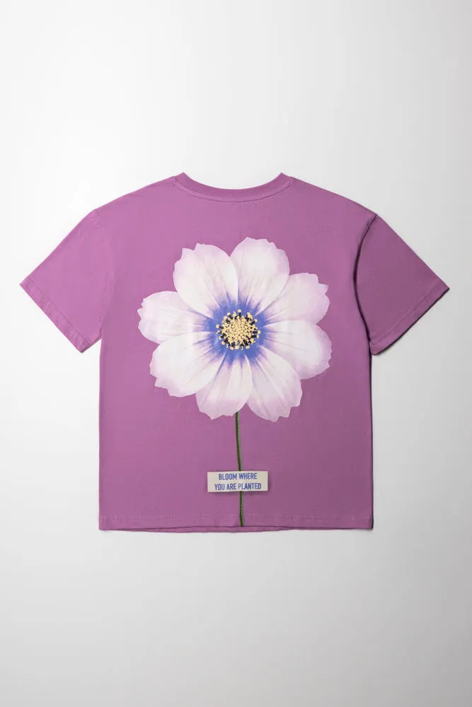 Oversized Tshirt Large Daisy Purple