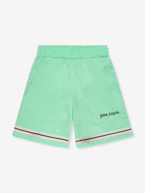 Palm Angels Boys Track Sporty Shorts in Green