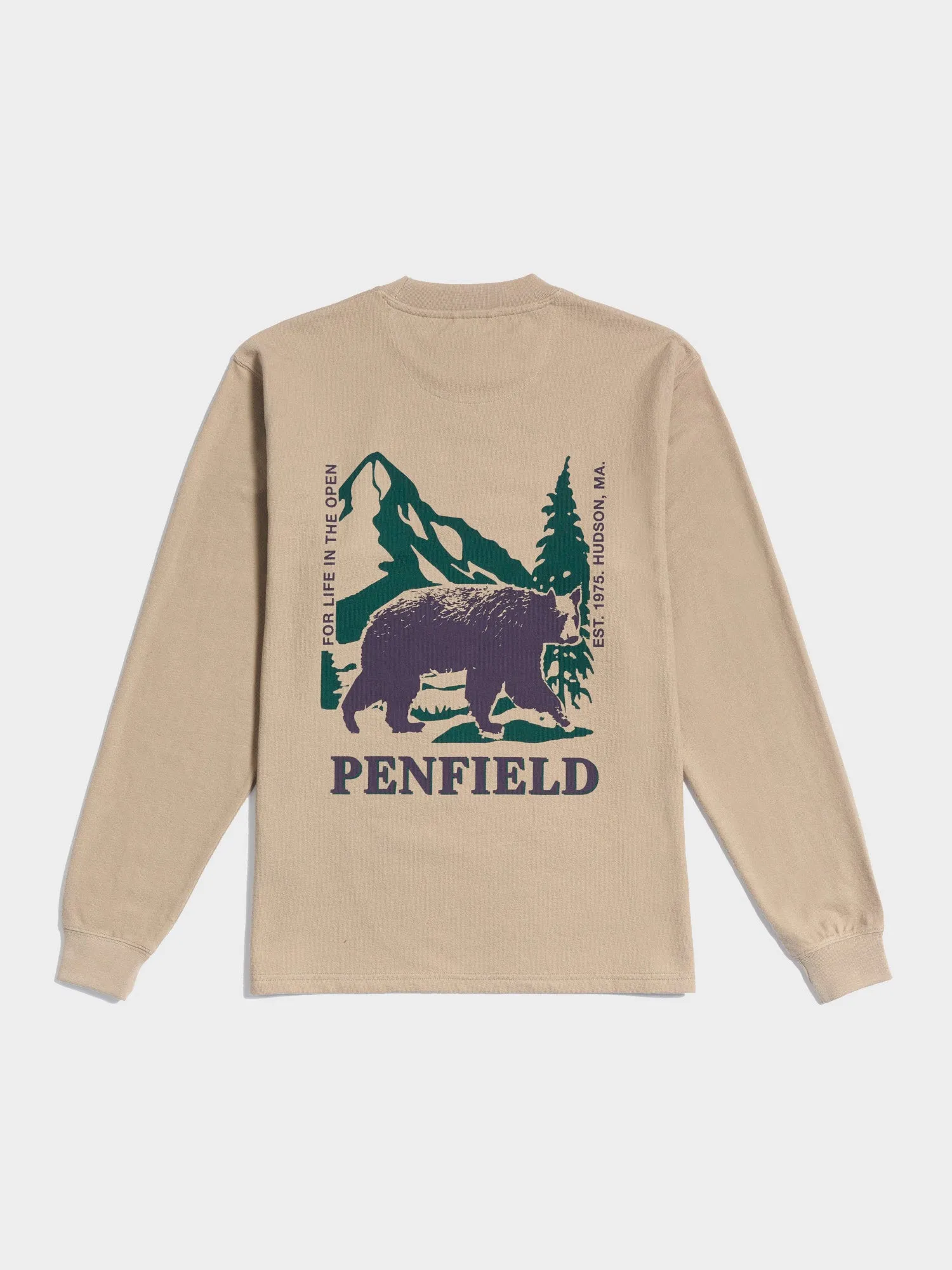 Penfield Mens Black Bear Long Sleeve T-Shirt Chinchilla