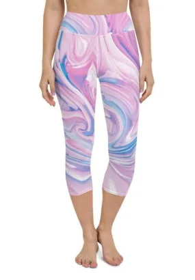 Pink & Blue Marble Yoga Capris