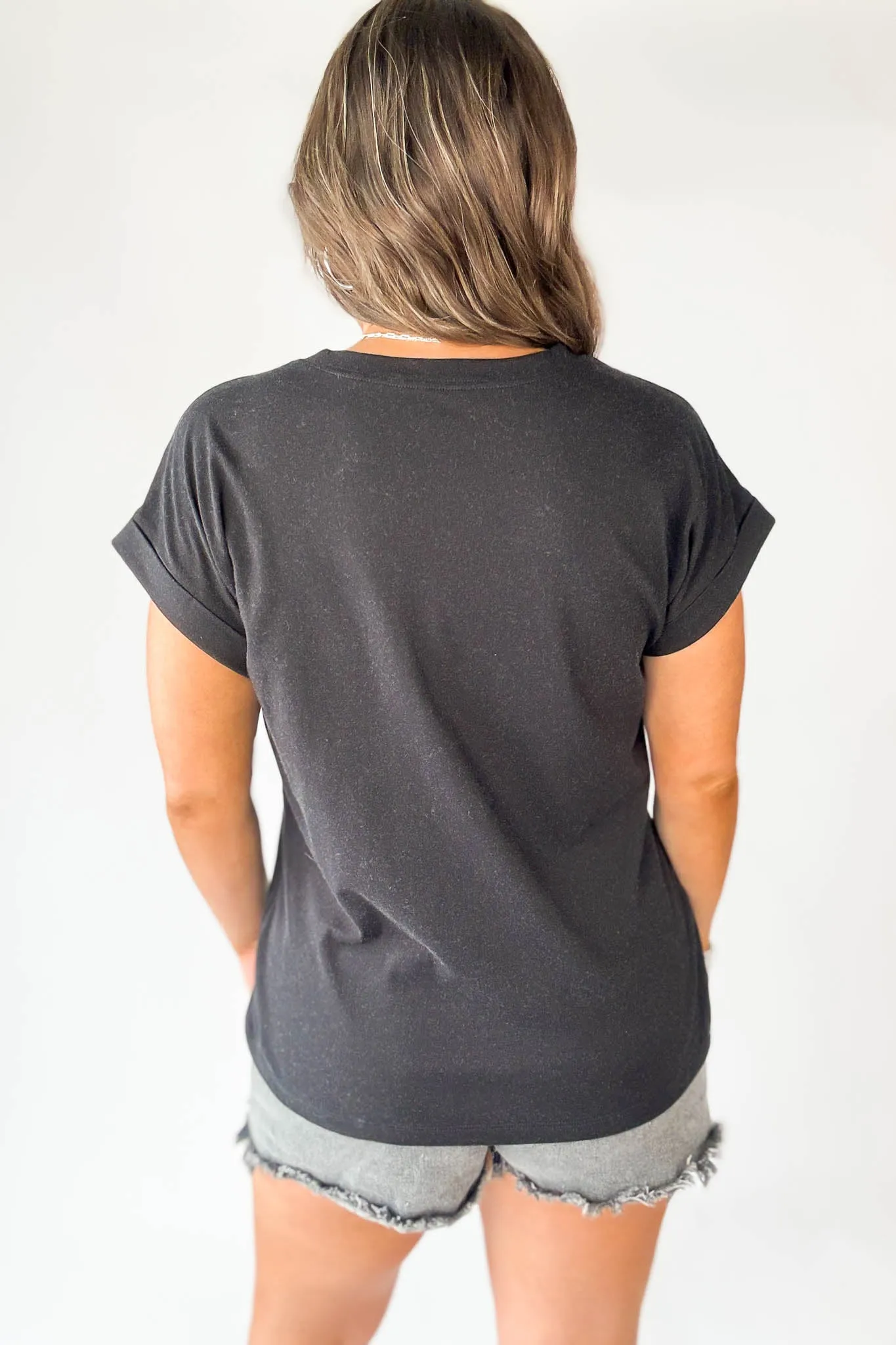 Relax Black Folded Sleeve Top