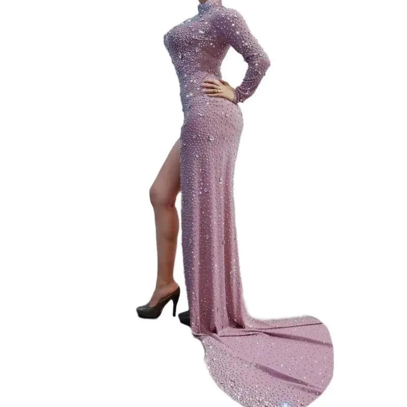 Rhinestones Graceful Long Tail Cocktail Dresses Gorgeous