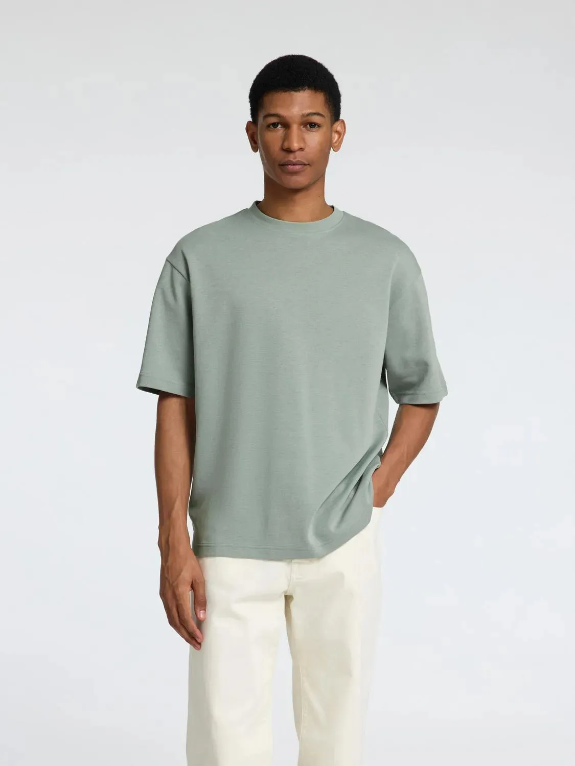 Selectedhomme slhlooseoscar tee iceberg green