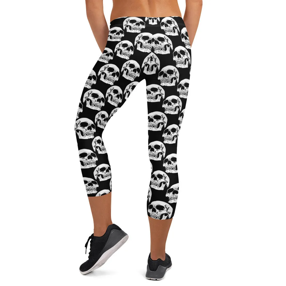 Skull Heads Capri Leggings