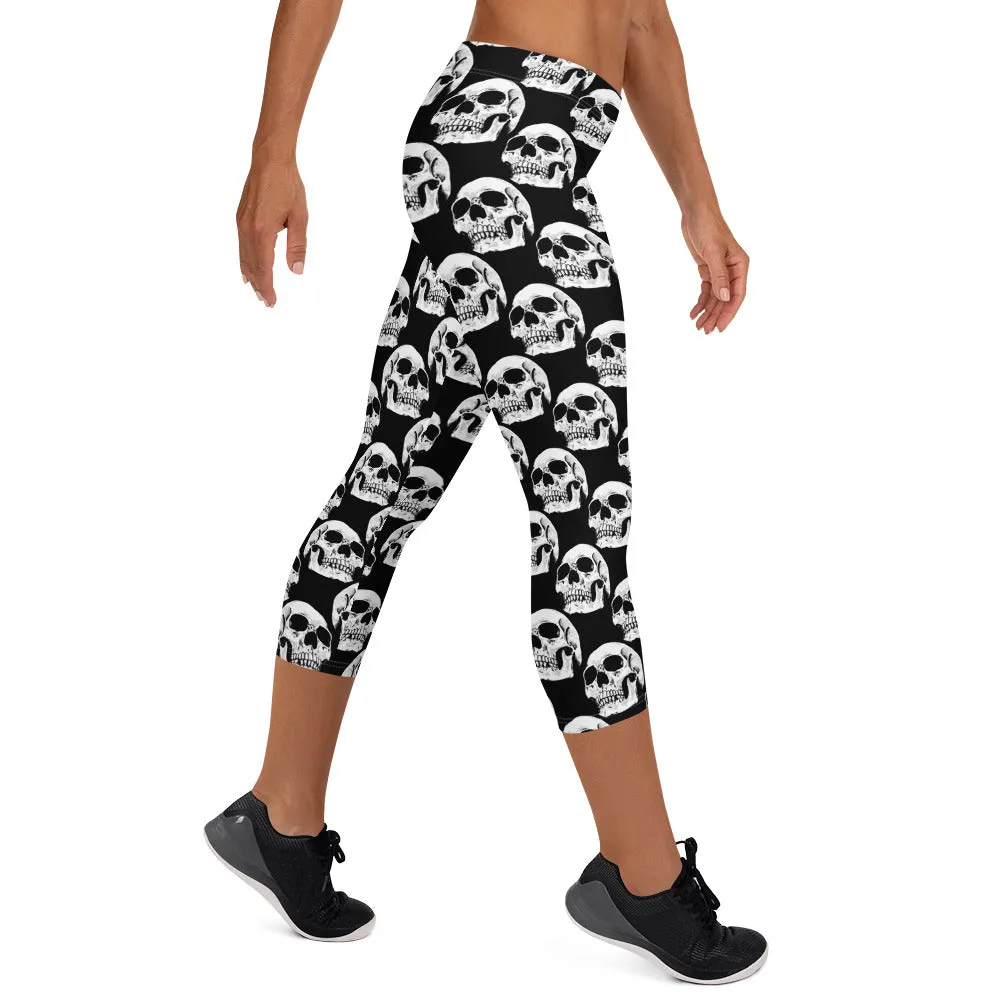 Skull Heads Capri Leggings