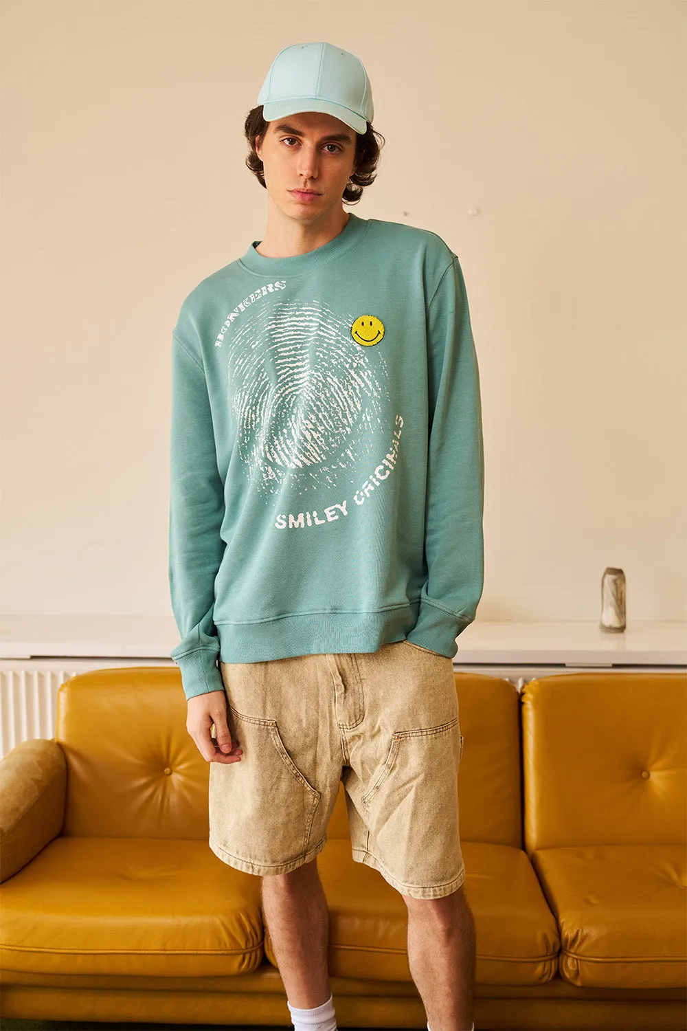 Smiley Originals Chenille Patch Sleeves Sweatshirt