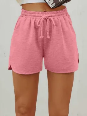 Solid Drawstring Waist Dolphin Shorts