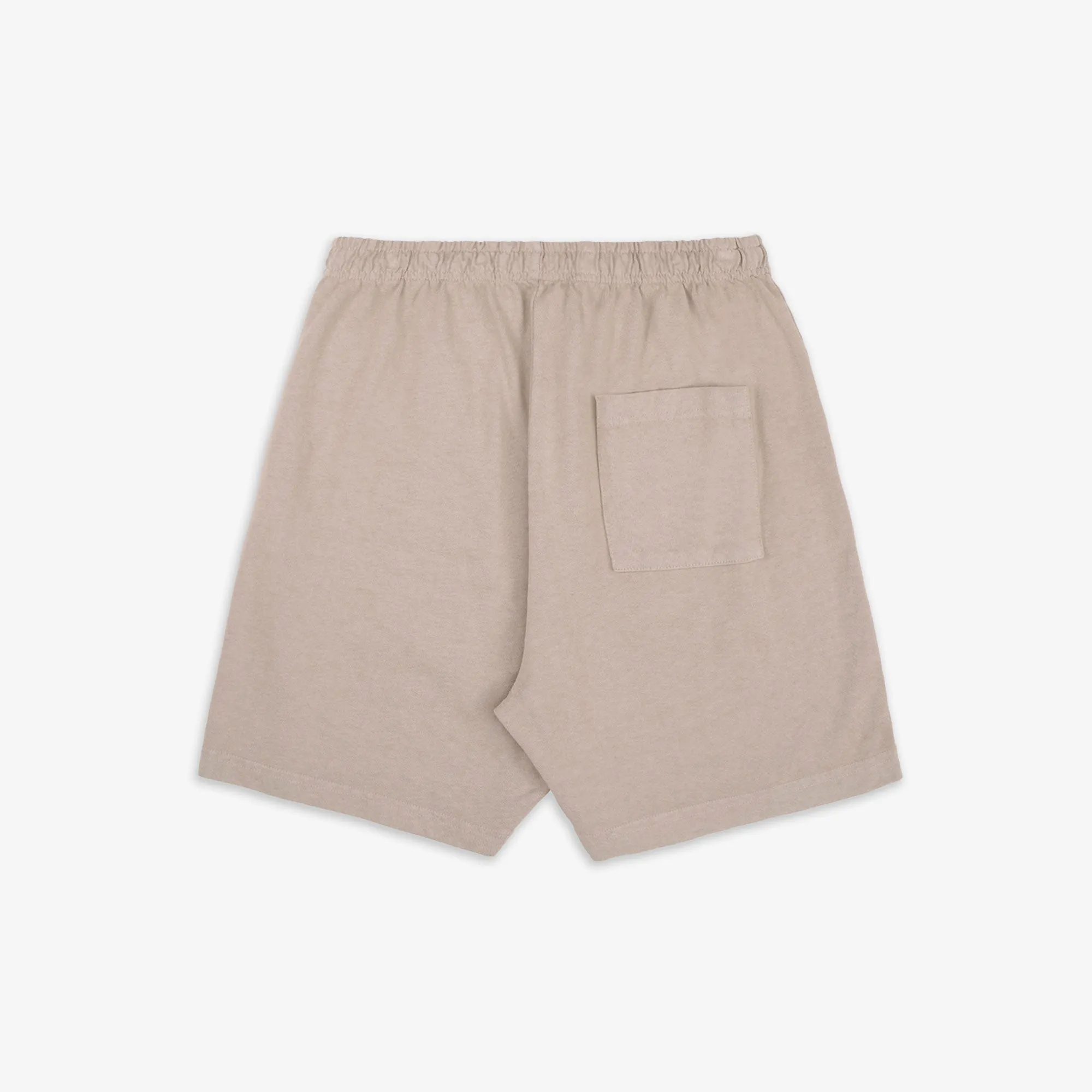 SPORTY & RICH | SERIF LOGO EMBROIDERED GYM SHORT { ELEPHANT/WHITE