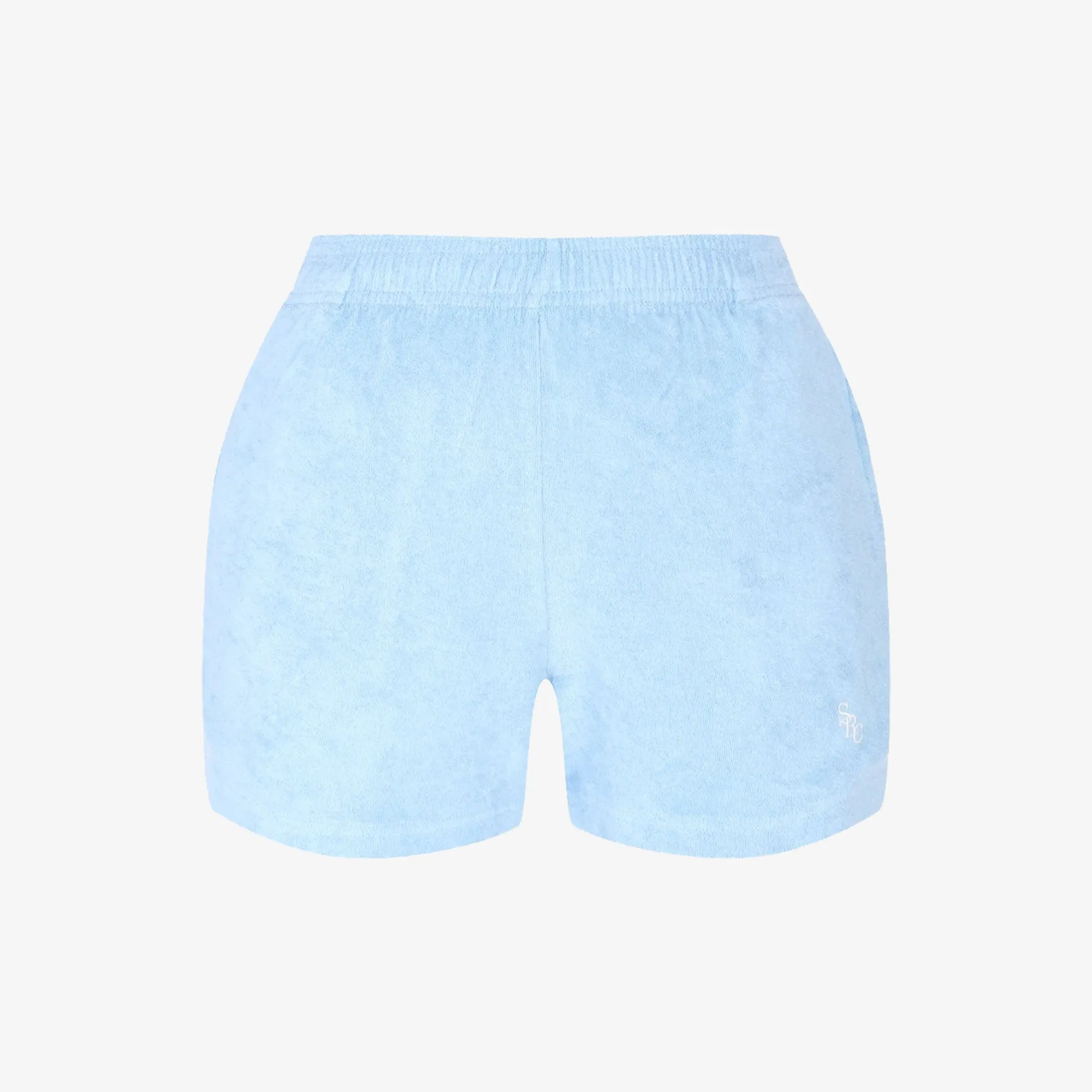 SPORTY & RICH | WMN'S SRC TERRY SHORTS { SKY BLUE/WHITE