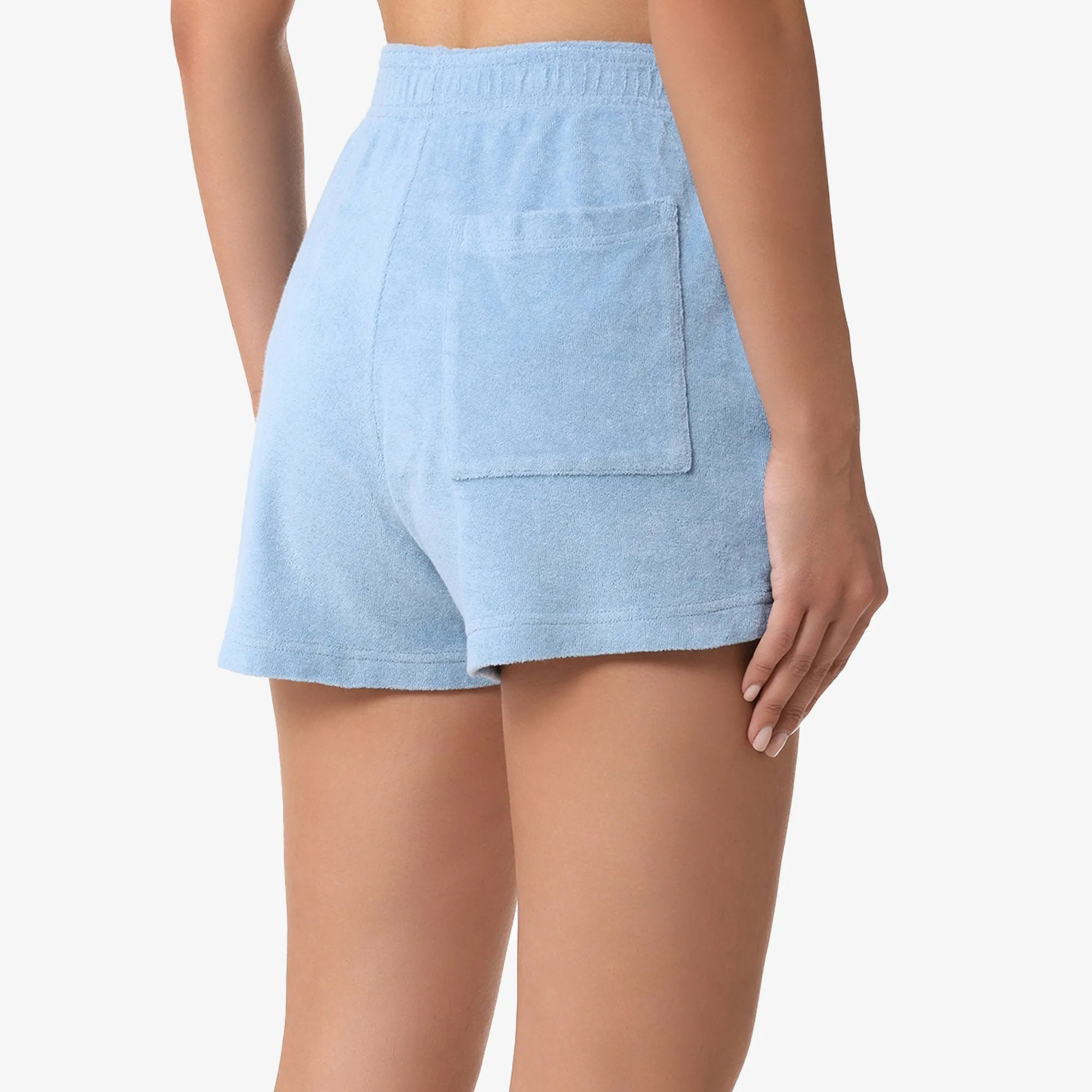 SPORTY & RICH | WMN'S SRC TERRY SHORTS { SKY BLUE/WHITE