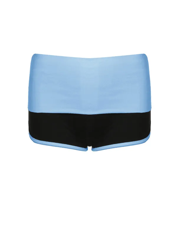 Sporty Color Block Contrast Trim Shorts