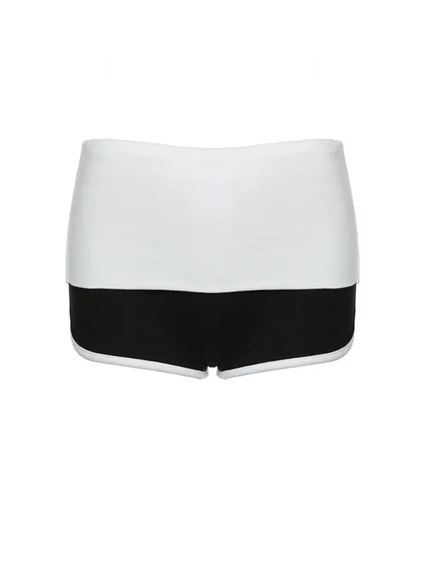 Sporty Color Block Contrast Trim Shorts