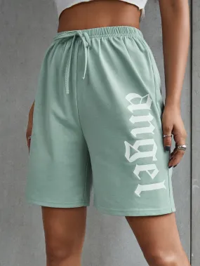 Sporty Letter Knot High Waist Women Shorts