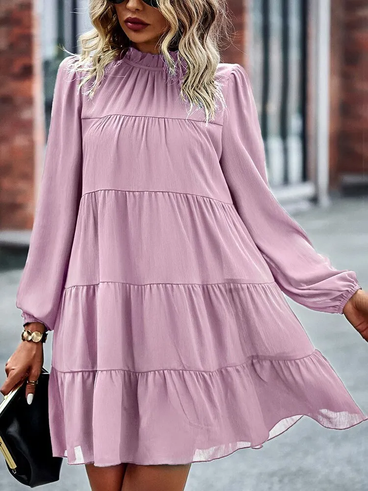 Stand Collar Graceful Loose Dresses