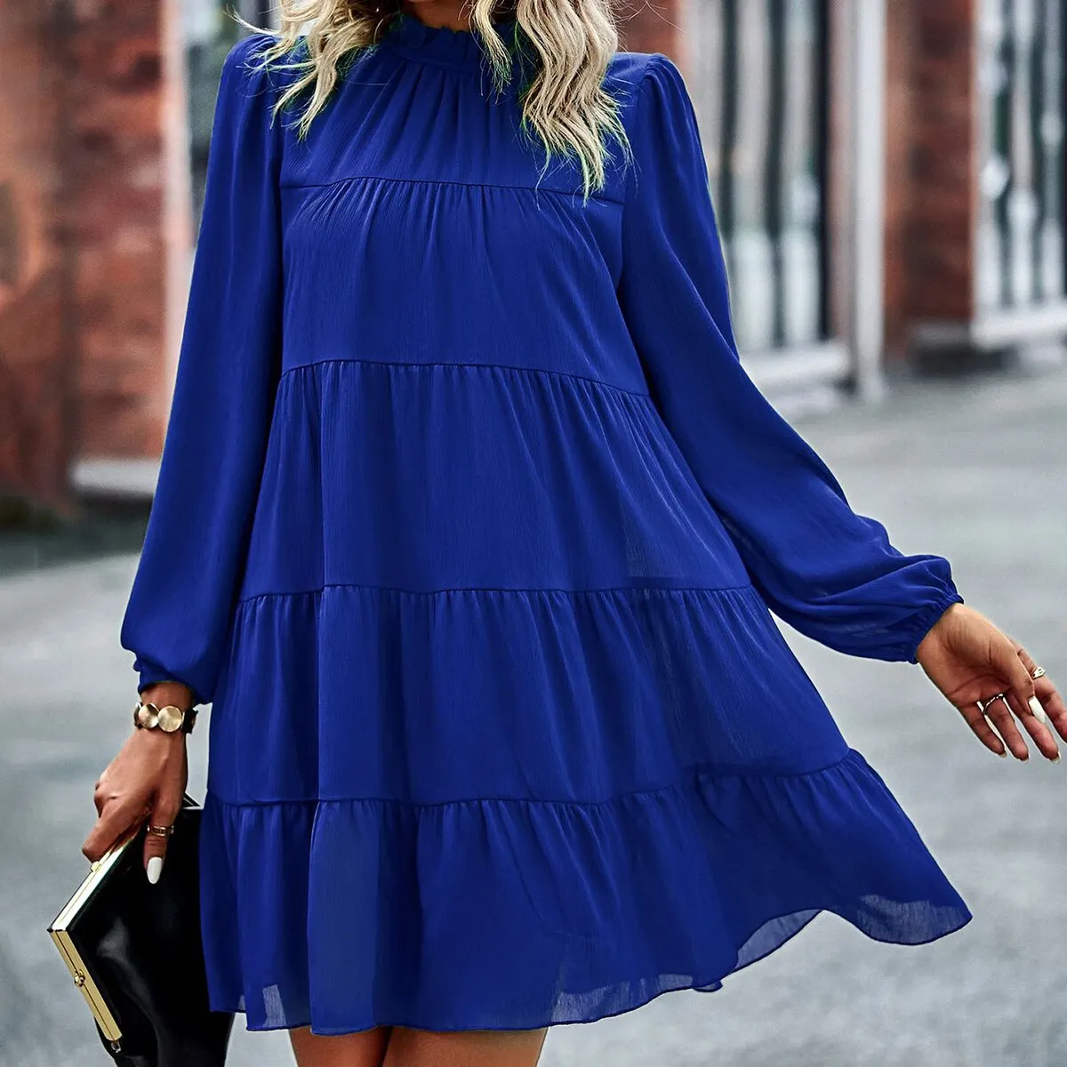 Stand Collar Graceful Loose Dresses