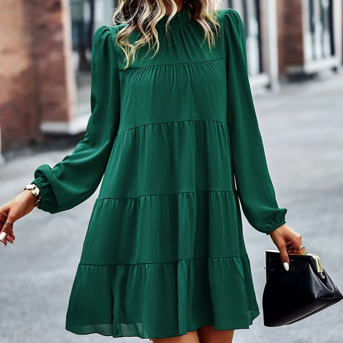 Stand Collar Graceful Loose Dresses