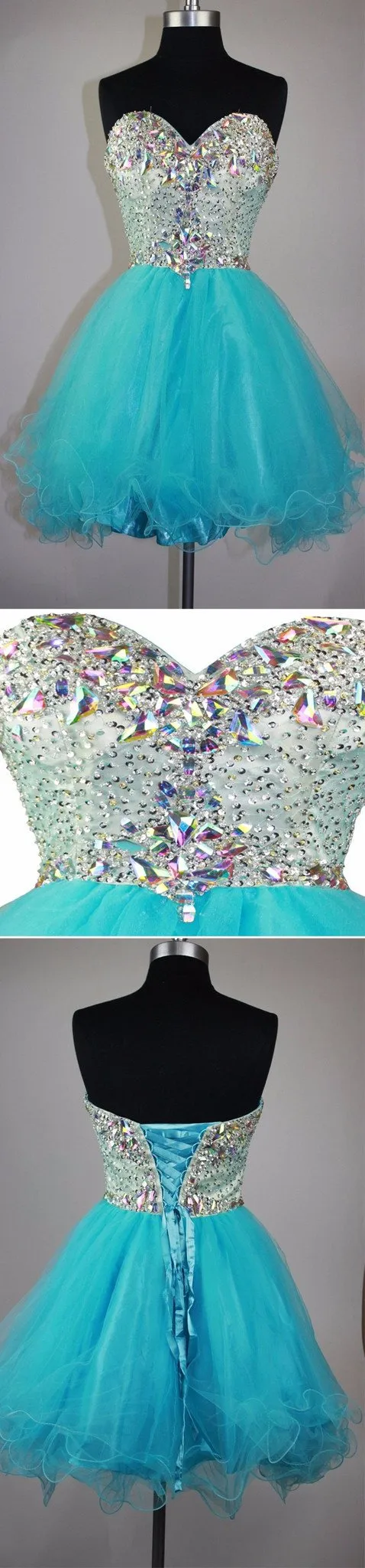 Strapless sweetheart mismatched sparkly mini cute for teens homecoming prom dress,BD0082