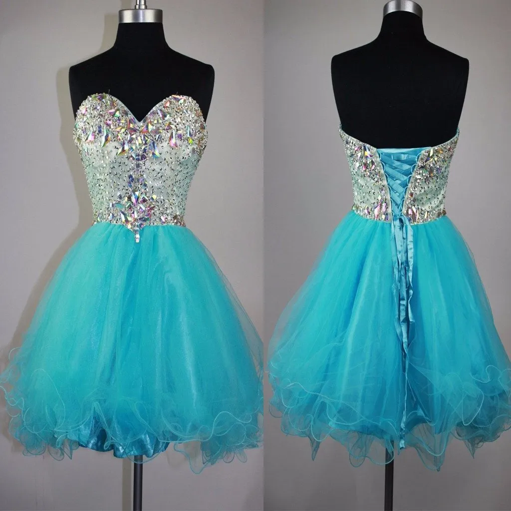 Strapless sweetheart mismatched sparkly mini cute for teens homecoming prom dress,BD0082