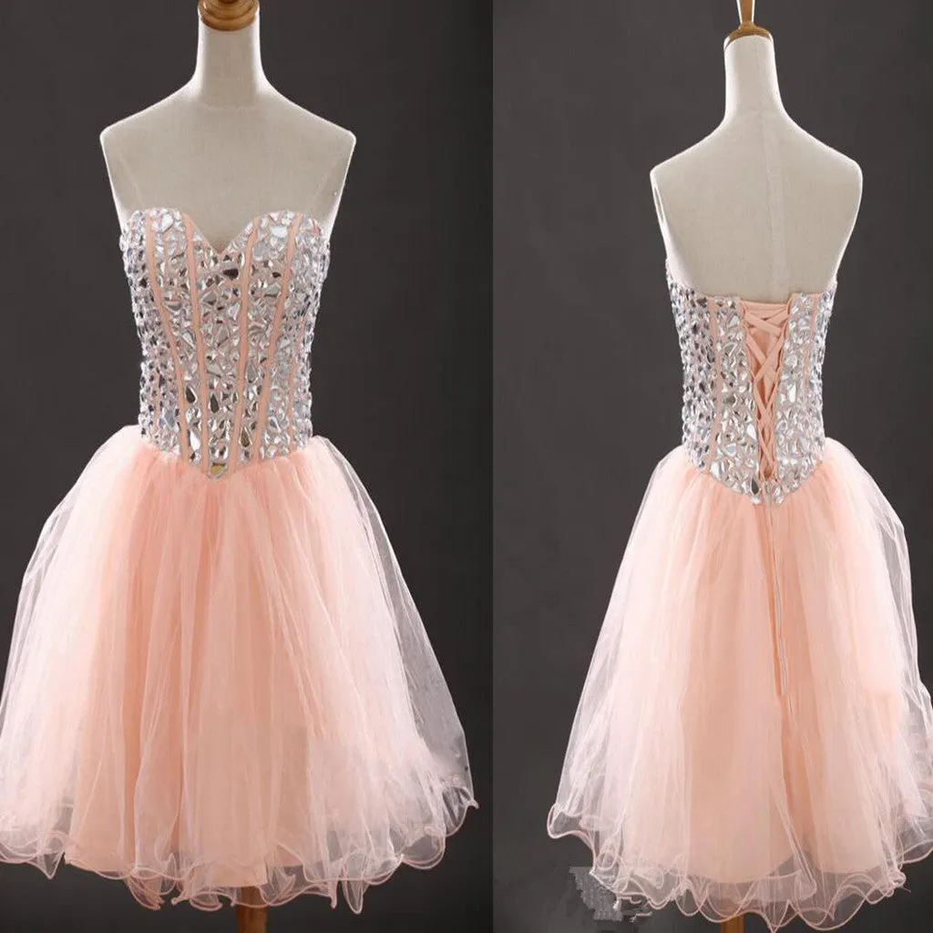 Strapless sweetheart peach pink lovely tight for teens casual homecoming dresses,BD00104