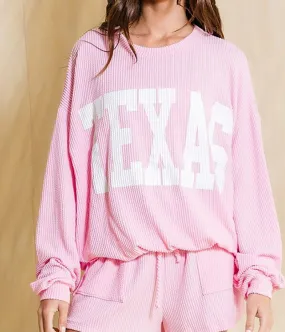 Texas Graphic Sweatshirt - Baby Pink