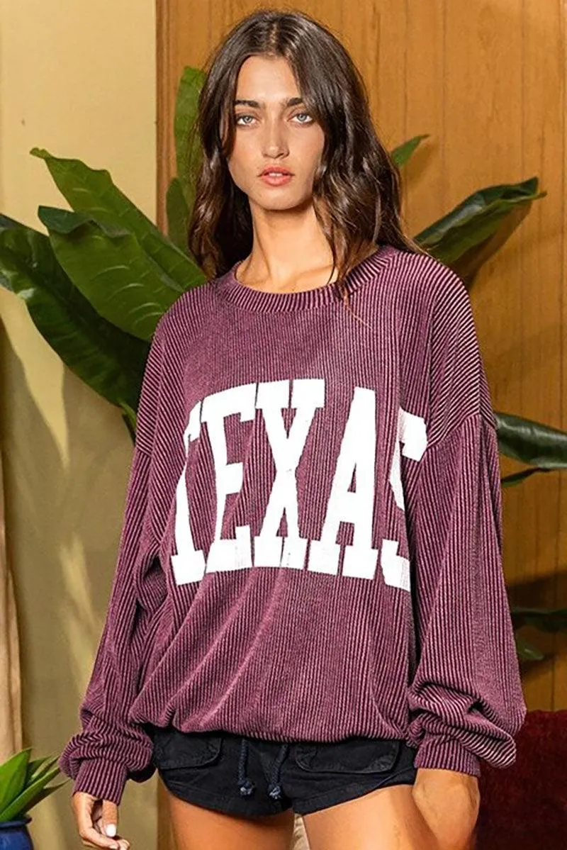 Texas Graphic Sweatshirt - Wine