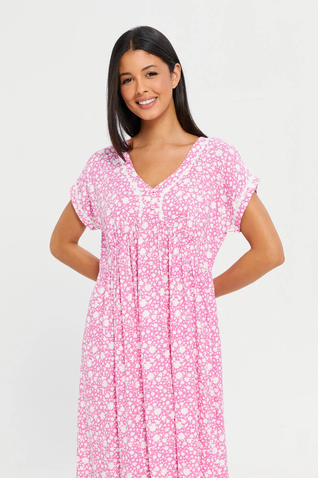 Women Assorted Short Sleeve Printed Nightgown