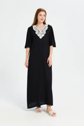 Women Black Lace Nightgown